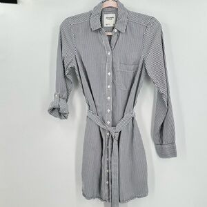 Abercrombie & Fitch White and Black Striped Shirt Dress